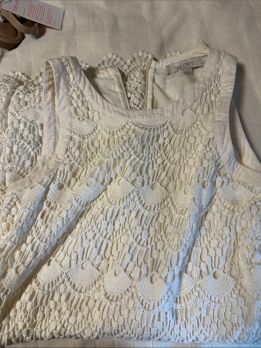 Loft White Lace Sleeveless Dress